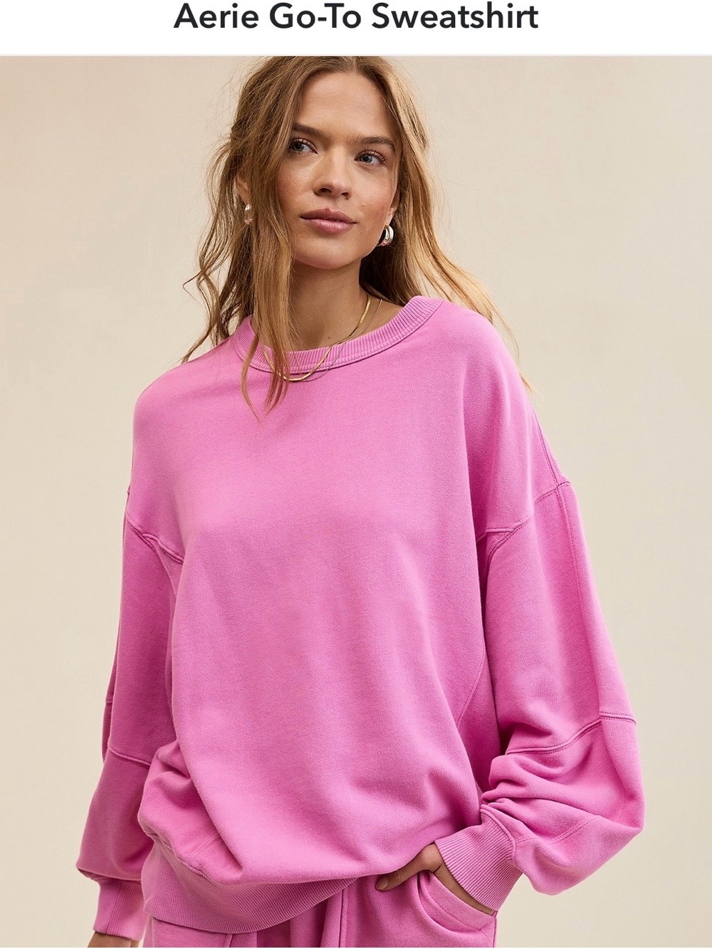 Aerie Go-To Sweatshirt in Hot Fuchsia